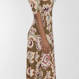 Closed wrap midi jersey dress - Olive