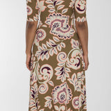 Closed wrap midi jersey dress - Olive