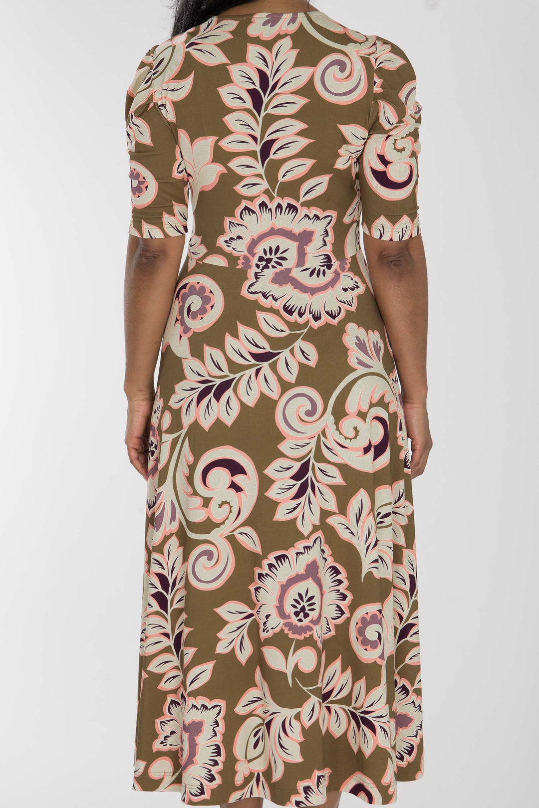 Closed wrap midi jersey dress - Olive