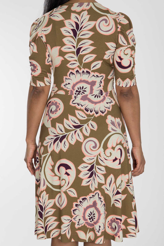 Closed wrap short jersey dress - Olive