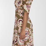 Closed wrap short jersey dress - Olive