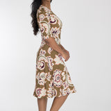 Closed wrap short jersey dress - Olive