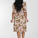 Closed wrap short jersey dress - Olive