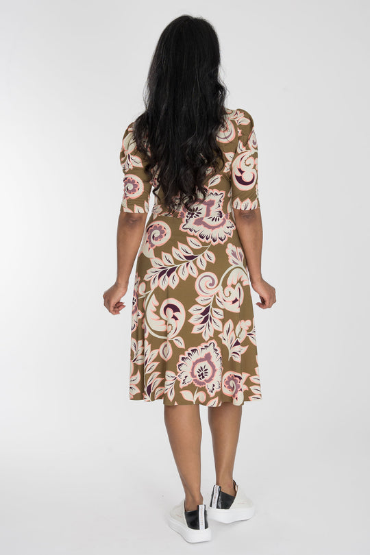 Closed wrap short jersey dress - Olive