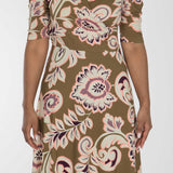 Closed wrap short jersey dress - Olive