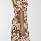 Closed wrap short jersey dress - Olive