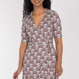 Collar wrap short jersey dress - Mauve