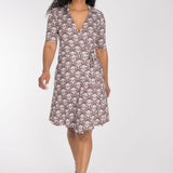 Collar wrap short jersey dress - Mauve