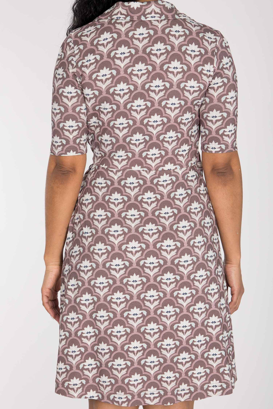 Collar wrap short jersey dress - Mauve