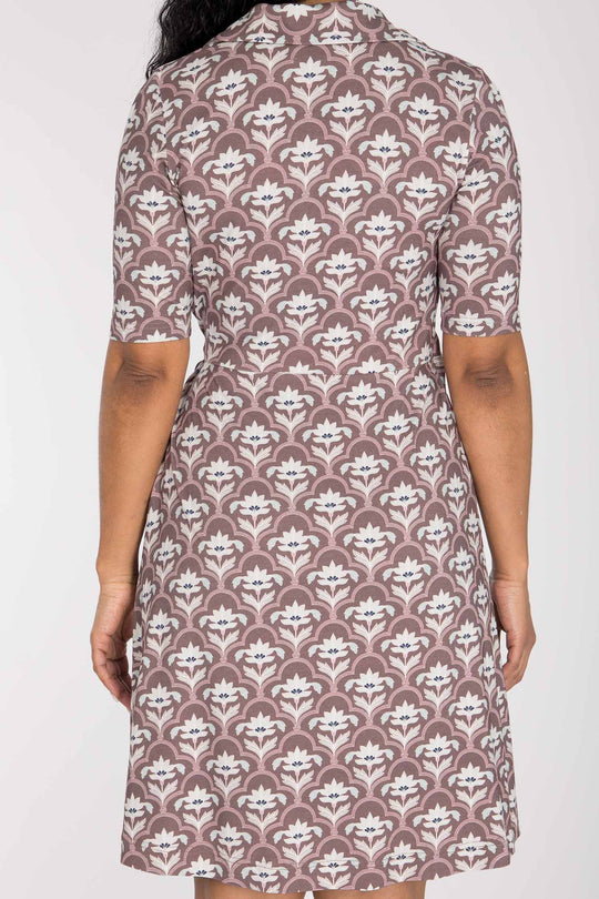 Collar wrap short jersey dress - Mauve