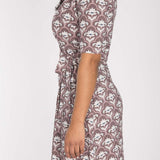 Collar wrap short jersey dress - Mauve