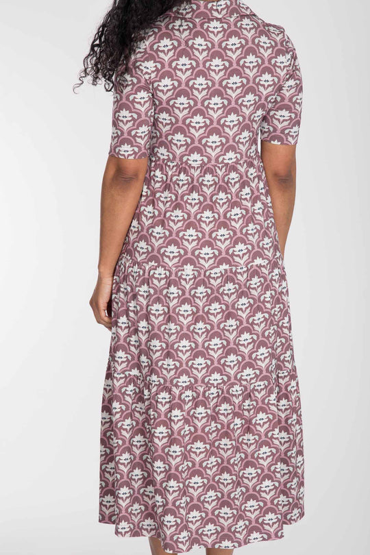 Forever mine collar midi jersey dress - Mauve