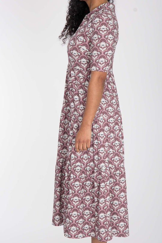 Forever mine collar midi jersey dress - Mauve