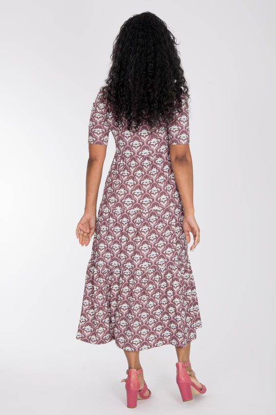 Forever mine collar midi jersey dress - Mauve