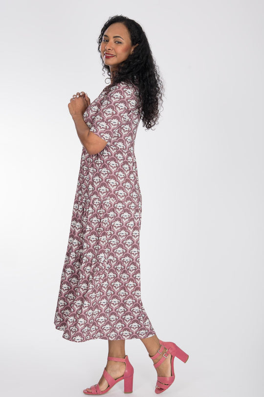 Forever mine collar midi jersey dress - Mauve