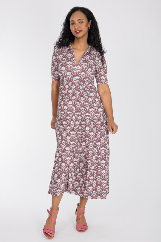 Forever mine collar midi jersey dress - Mauve