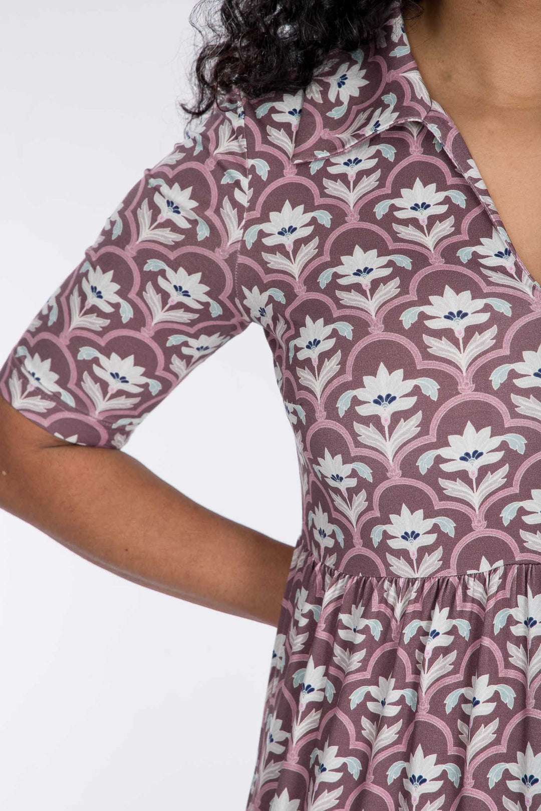 Forever mine collar midi jersey dress - Mauve