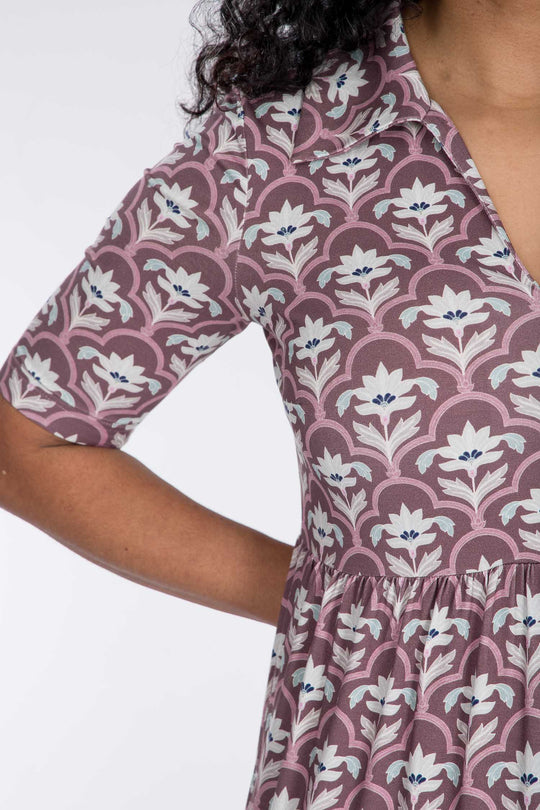 Forever mine collar midi jersey dress - Mauve