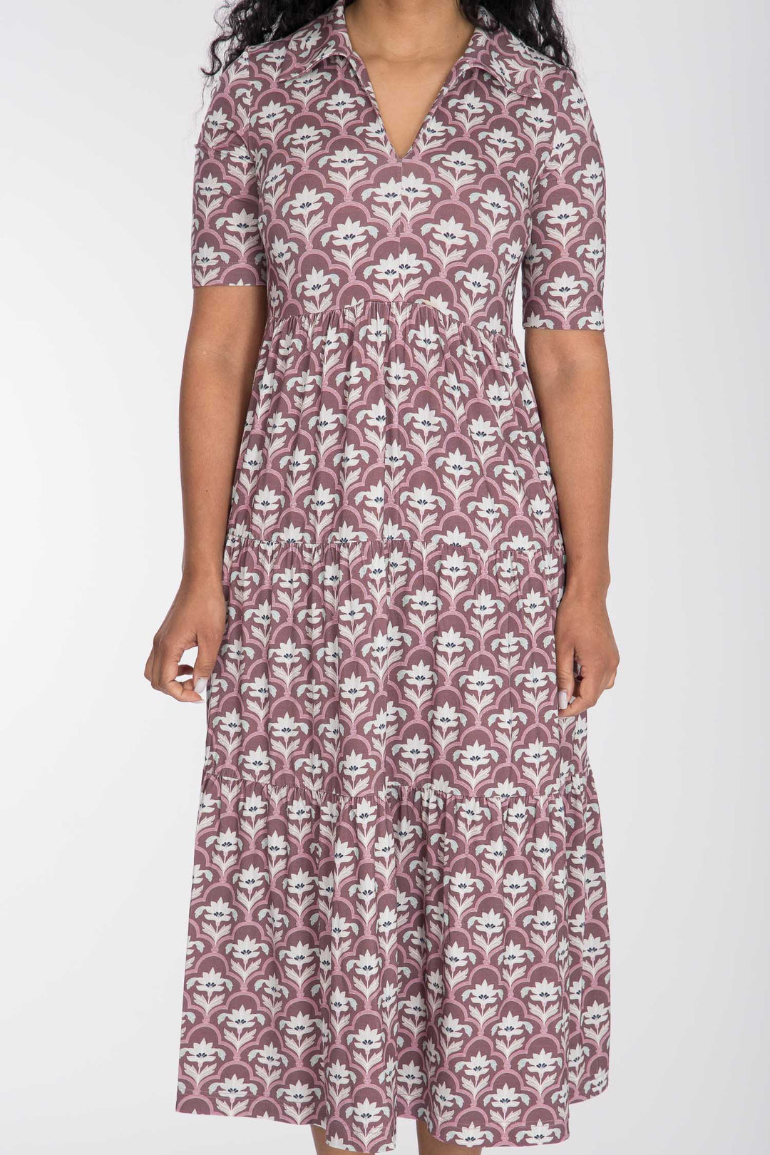 Forever mine collar midi jersey dress - Mauve