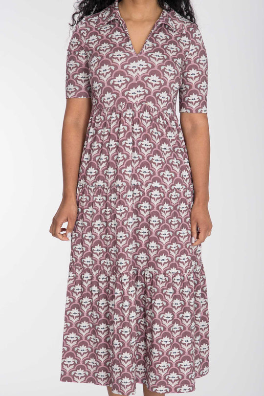 Forever mine collar midi jersey dress - Mauve