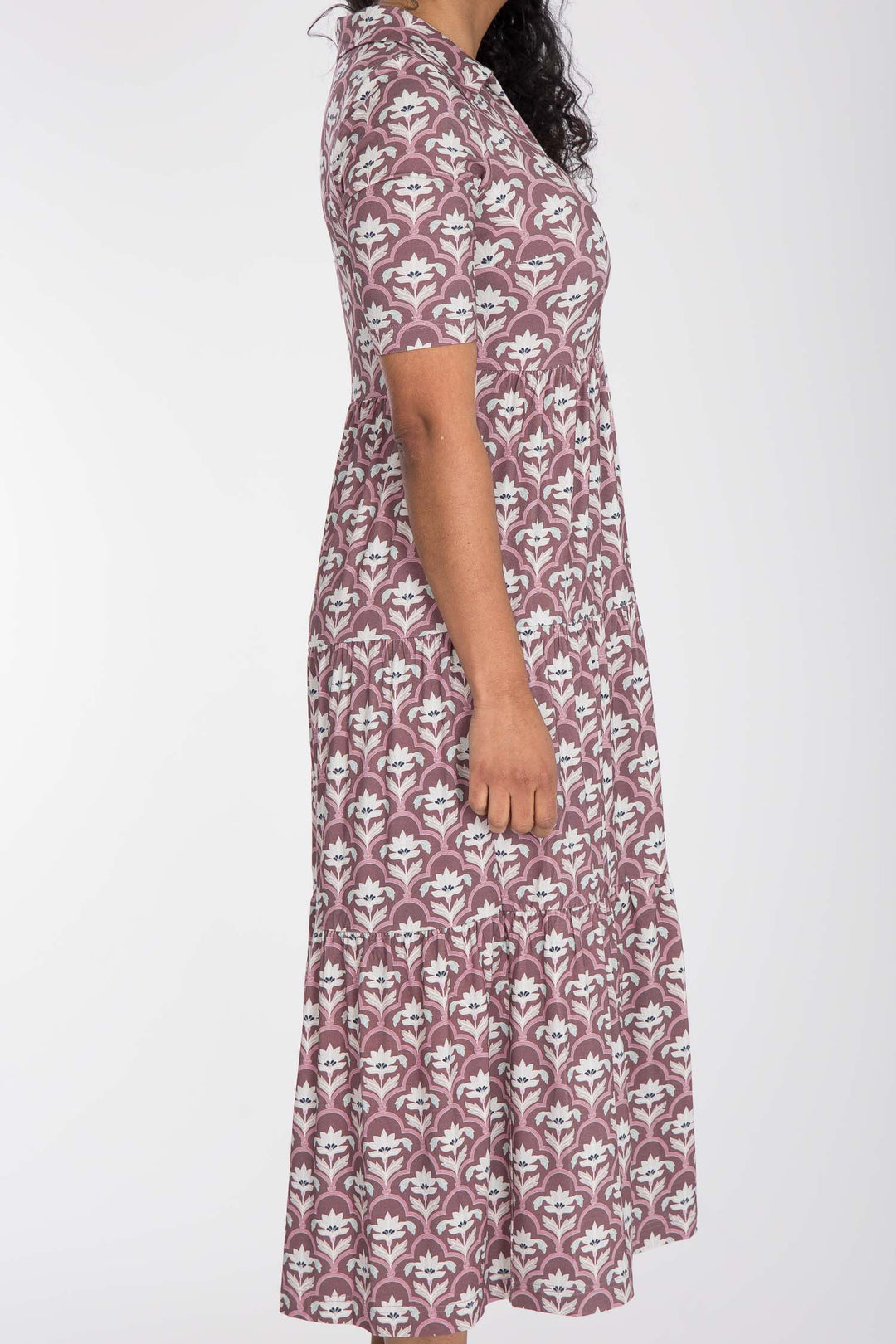 Forever mine collar midi jersey dress - Mauve