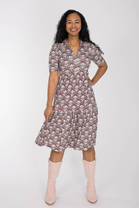 Forever mine collar short jersey dress - Mauve
