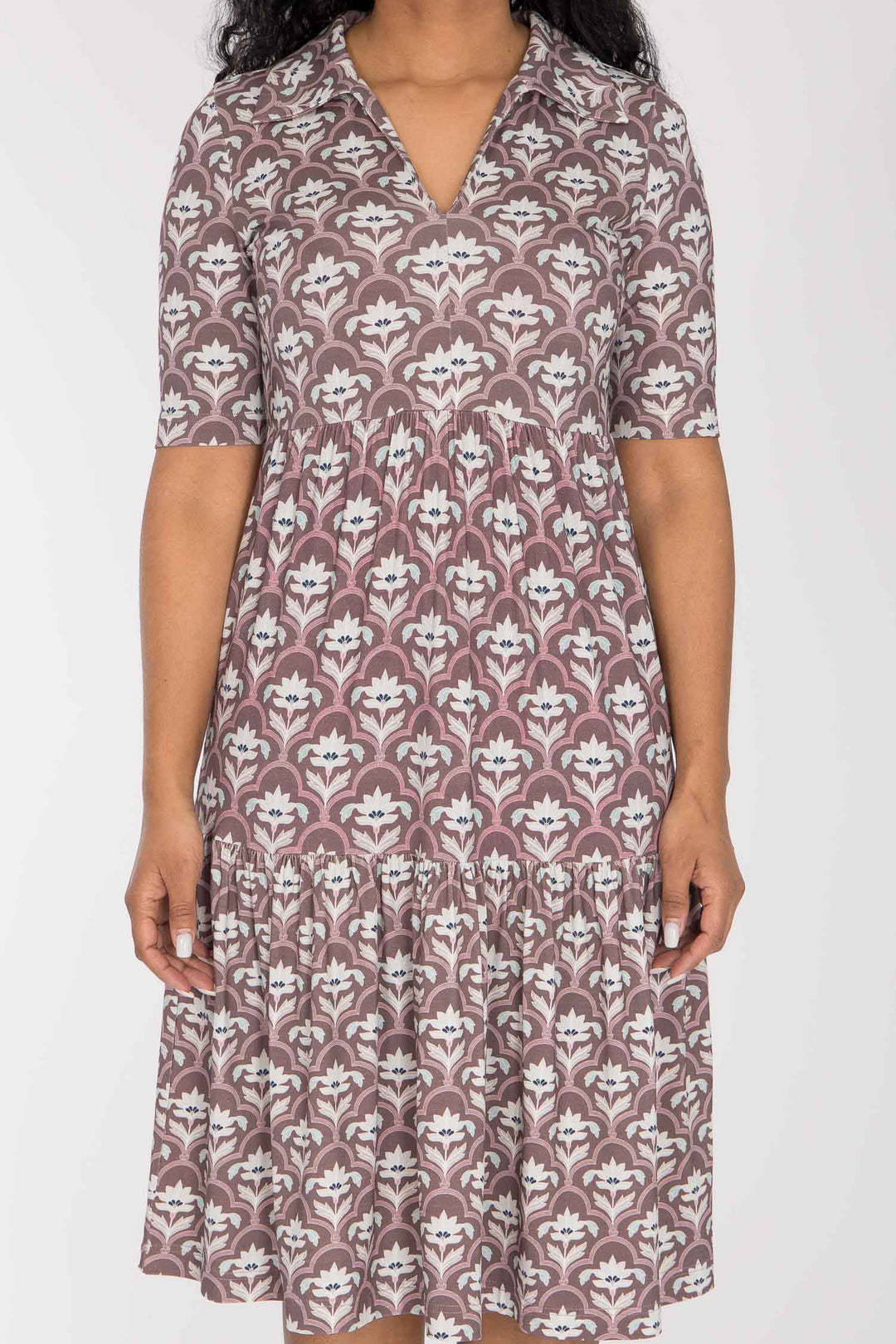 Forever mine collar short jersey dress - Mauve