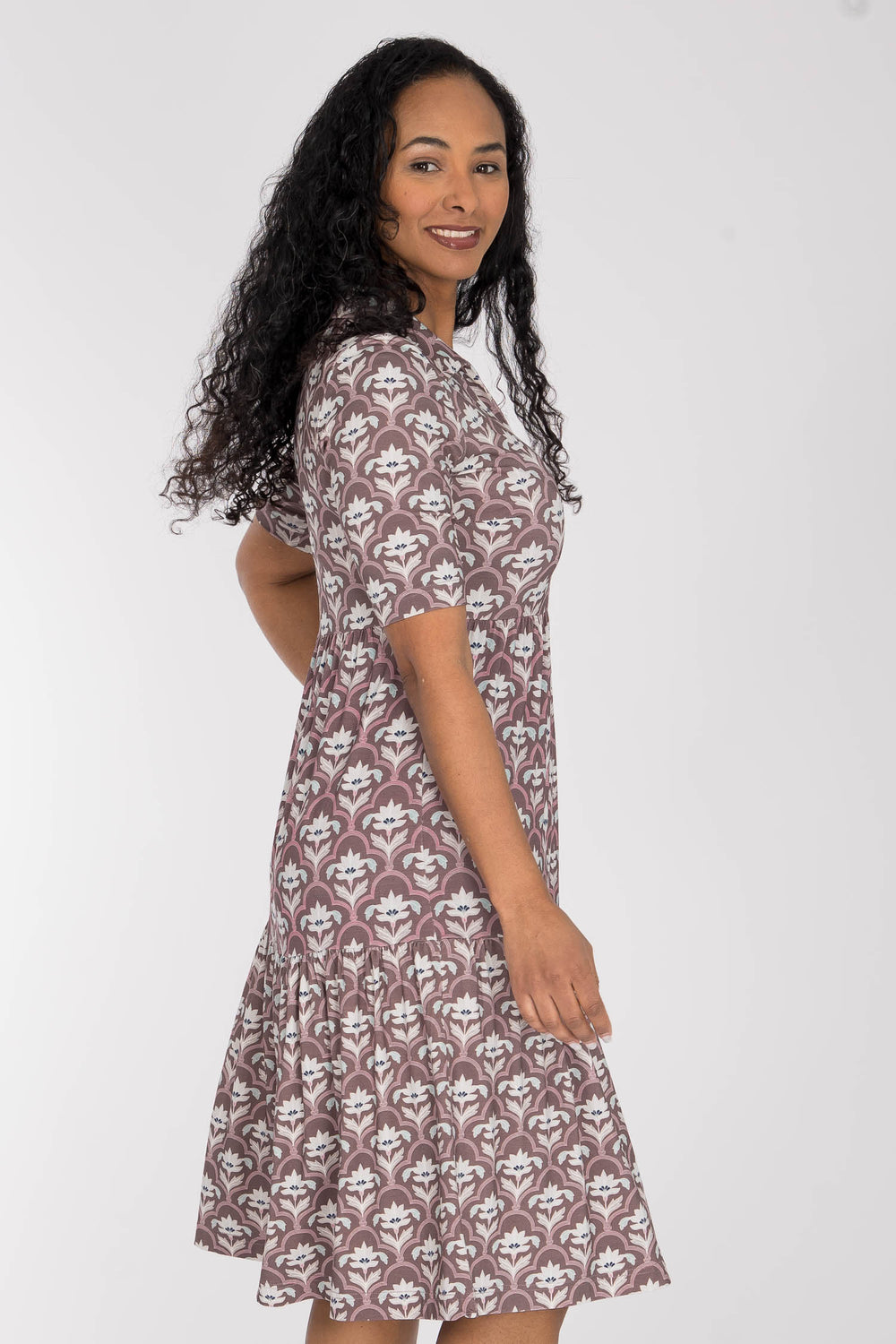 Forever mine collar short jersey dress - Mauve