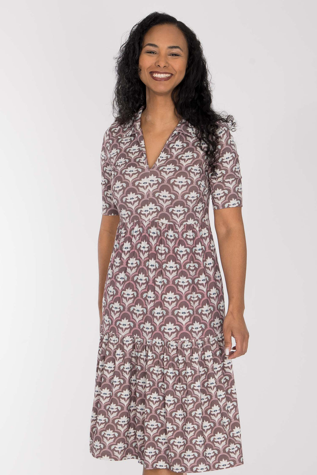 Forever mine collar short jersey dress - Mauve