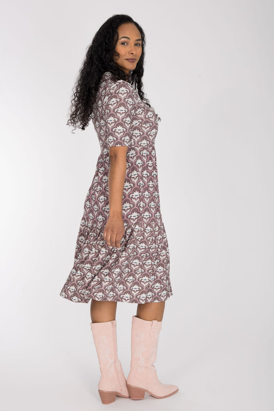 Forever mine collar short jersey dress - Mauve