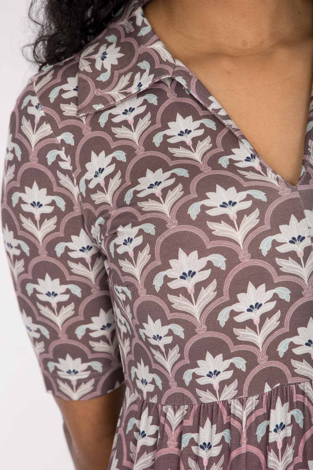 Forever mine collar short jersey dress - Mauve
