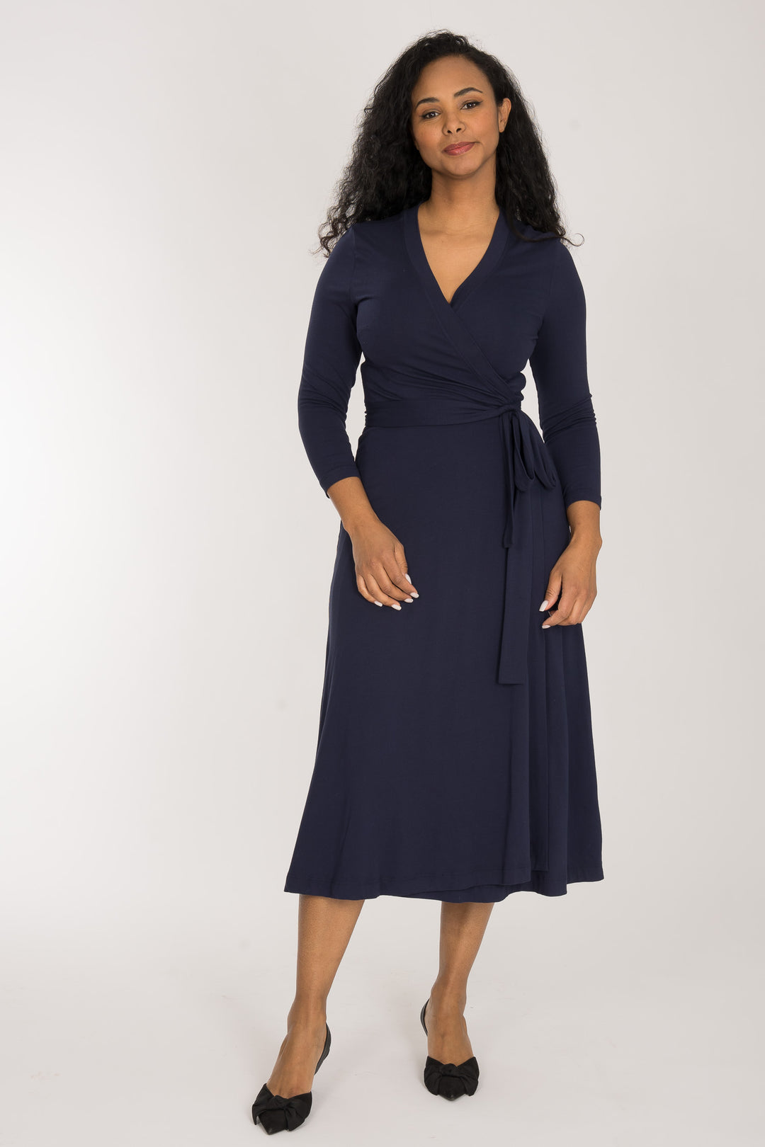Bestie wrap midi jersey dress - Navy