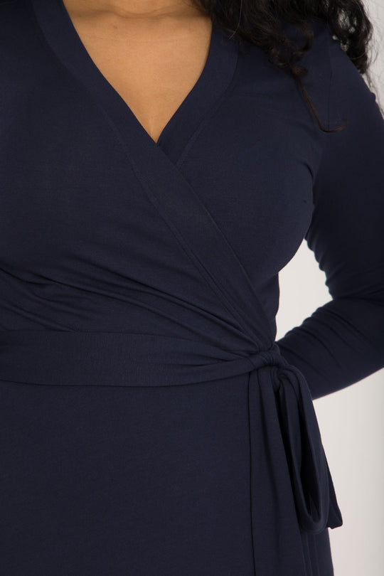 Bestie wrap midi jersey dress - Navy