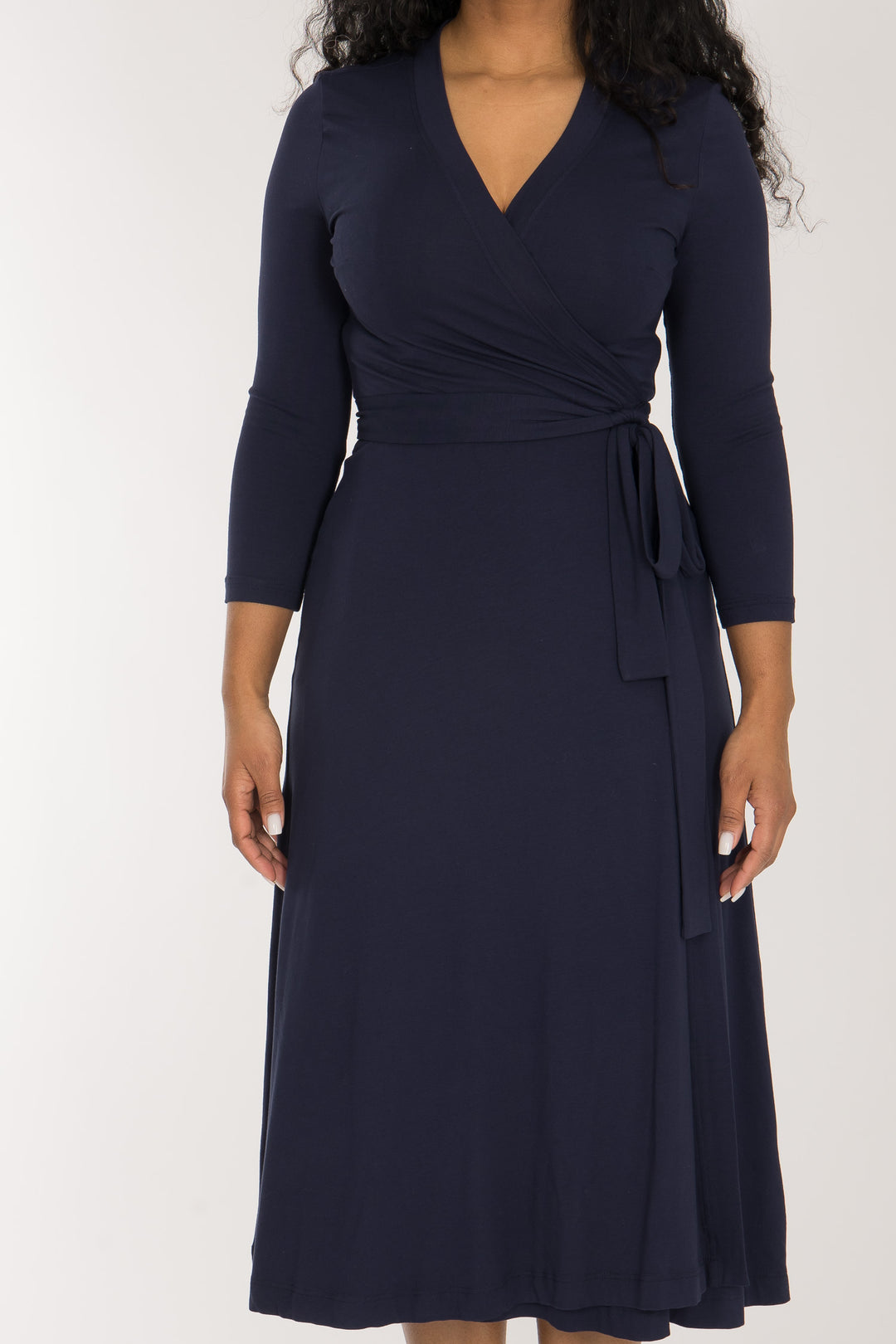 Bestie wrap midi jersey dress - Navy