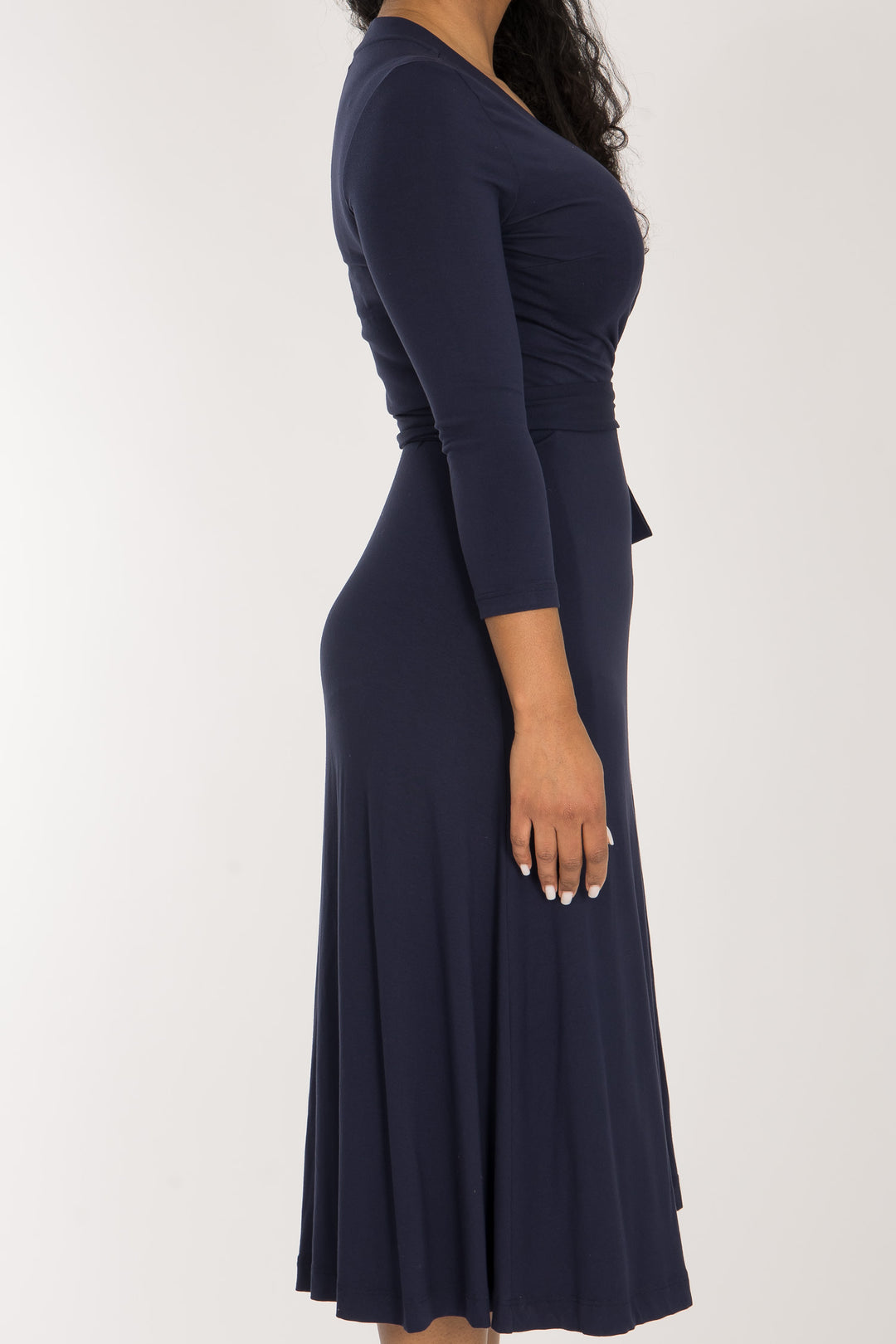 Bestie wrap midi jersey dress - Navy