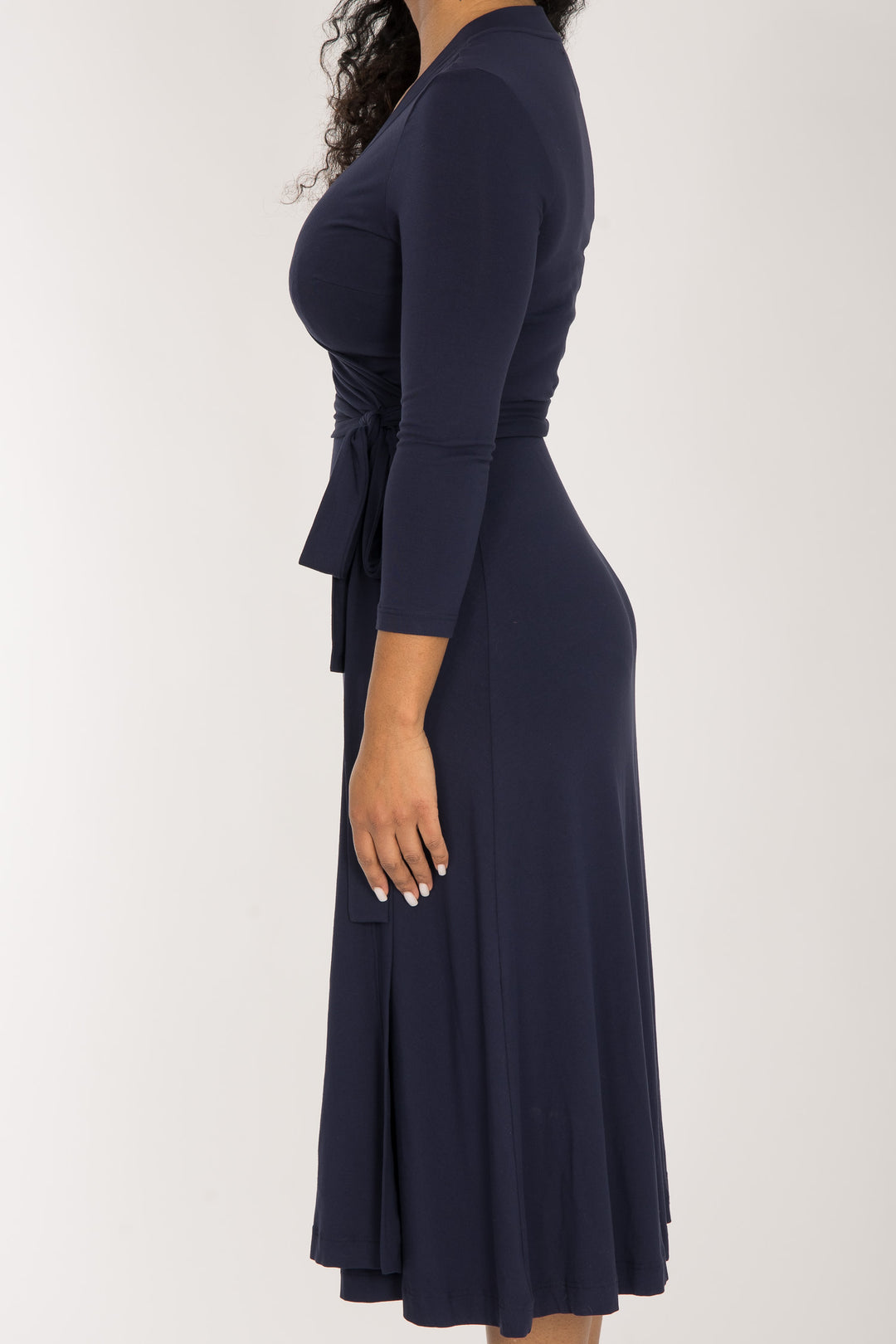 Bestie wrap midi jersey dress - Navy