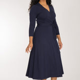 Bestie wrap midi jersey dress - Navy