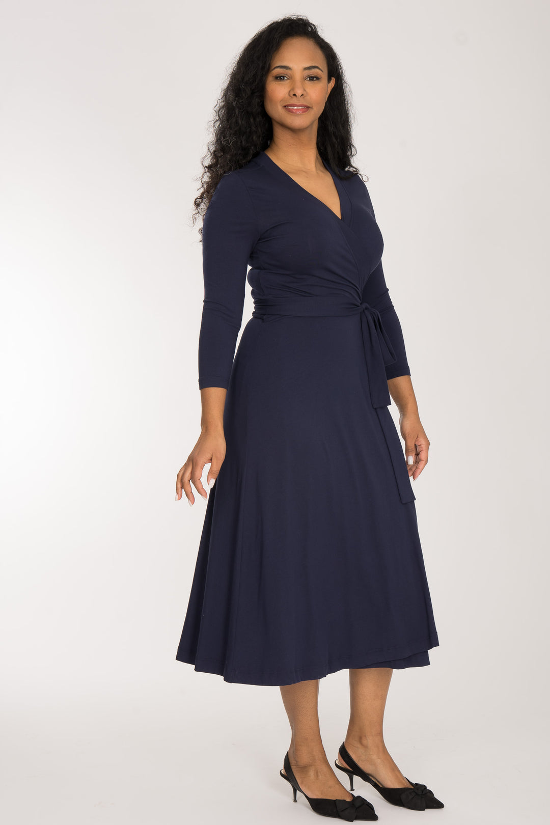 Bestie wrap midi jersey dress - Navy