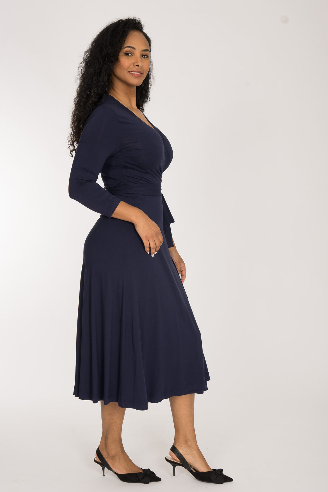 Bestie wrap midi jersey dress - Navy