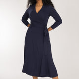 Bestie wrap midi jersey dress - Navy