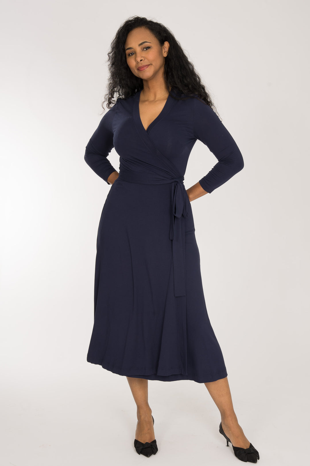 Bestie wrap midi jersey dress - Navy