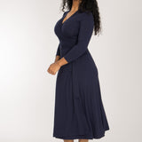 Bestie wrap midi jersey dress - Navy