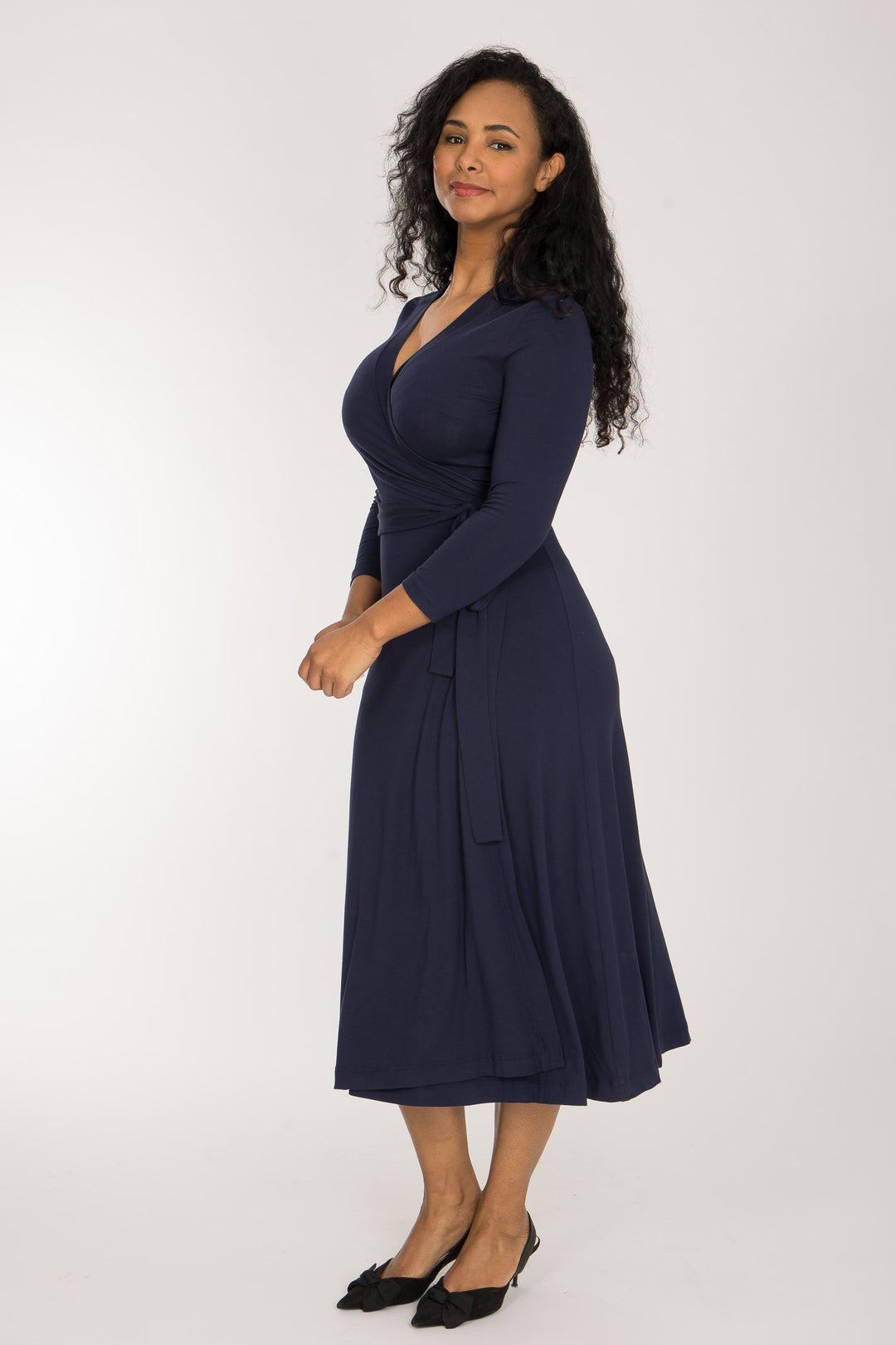 Bestie wrap midi jersey dress - Navy