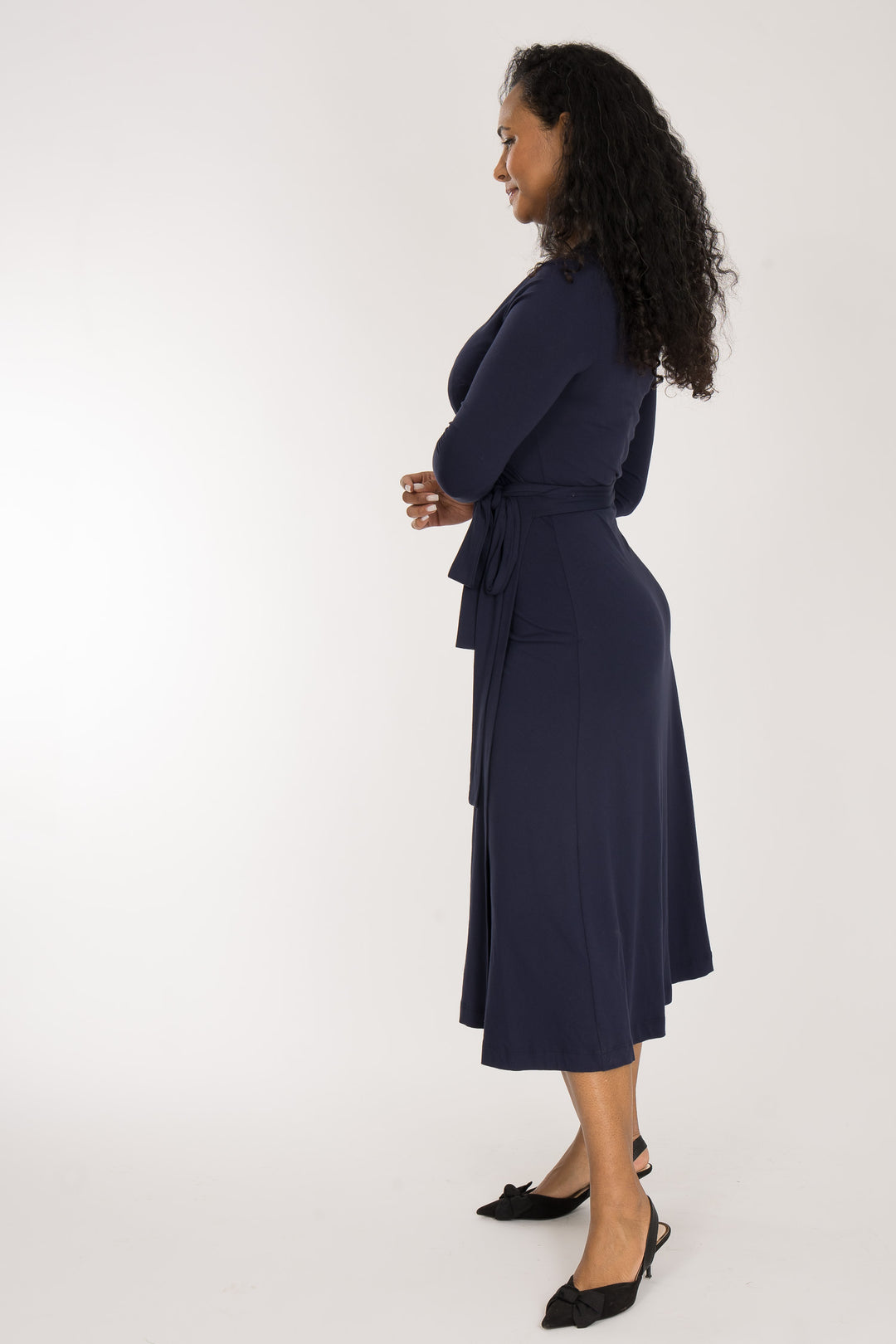 Bestie wrap midi jersey dress - Navy