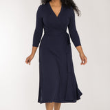 Bestie wrap midi jersey dress - Navy