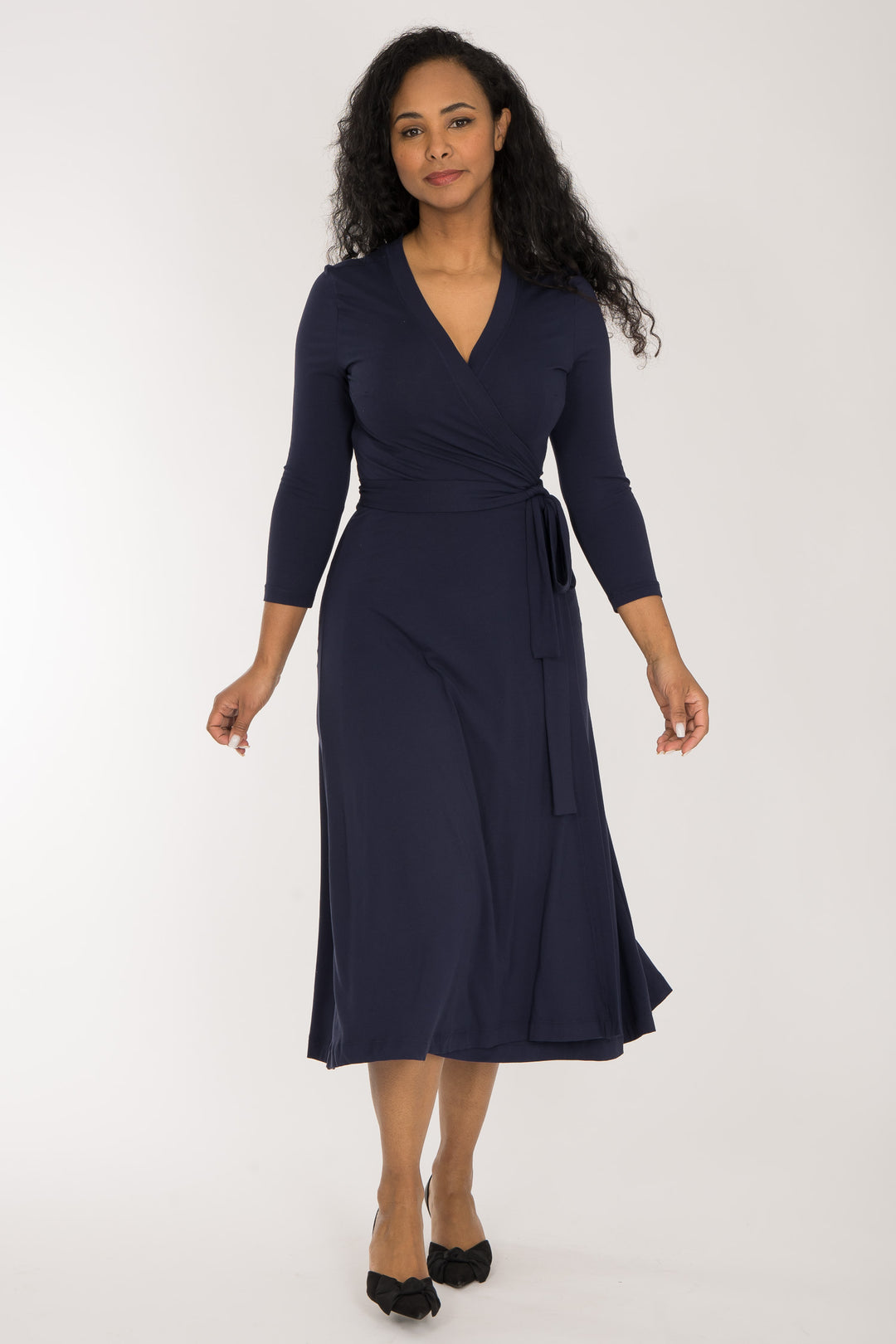 Bestie wrap midi jersey dress - Navy