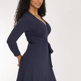 Bestie wrap short jersey dress - Navy