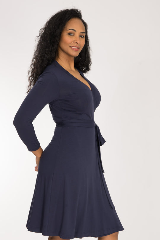 Bestie wrap short jersey dress - Navy