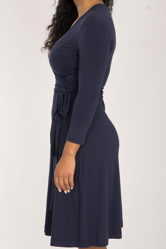 Bestie wrap short jersey dress - Navy