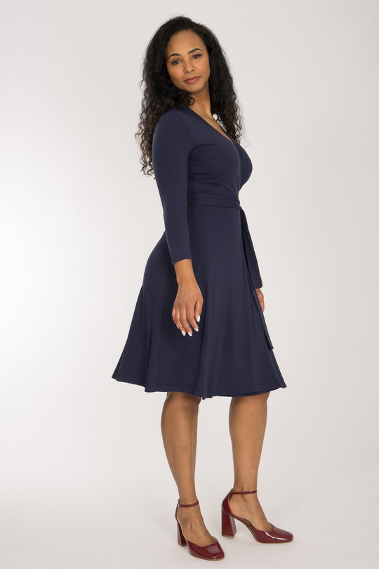 Bestie wrap short jersey dress - Navy